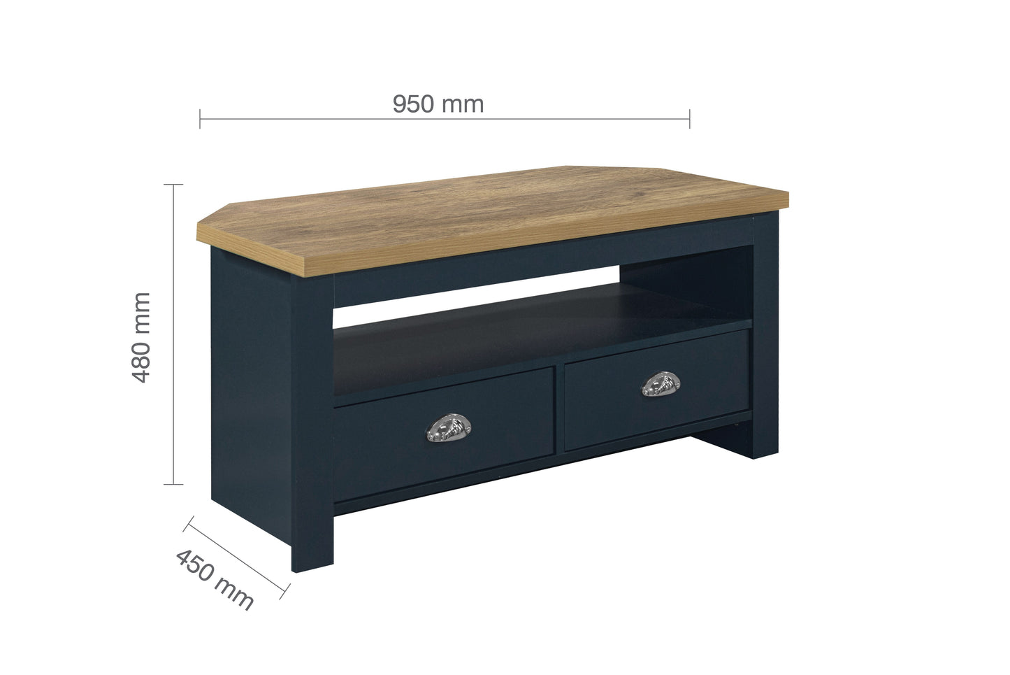 Highgate Corner TV Unit Navy Blue & Oak