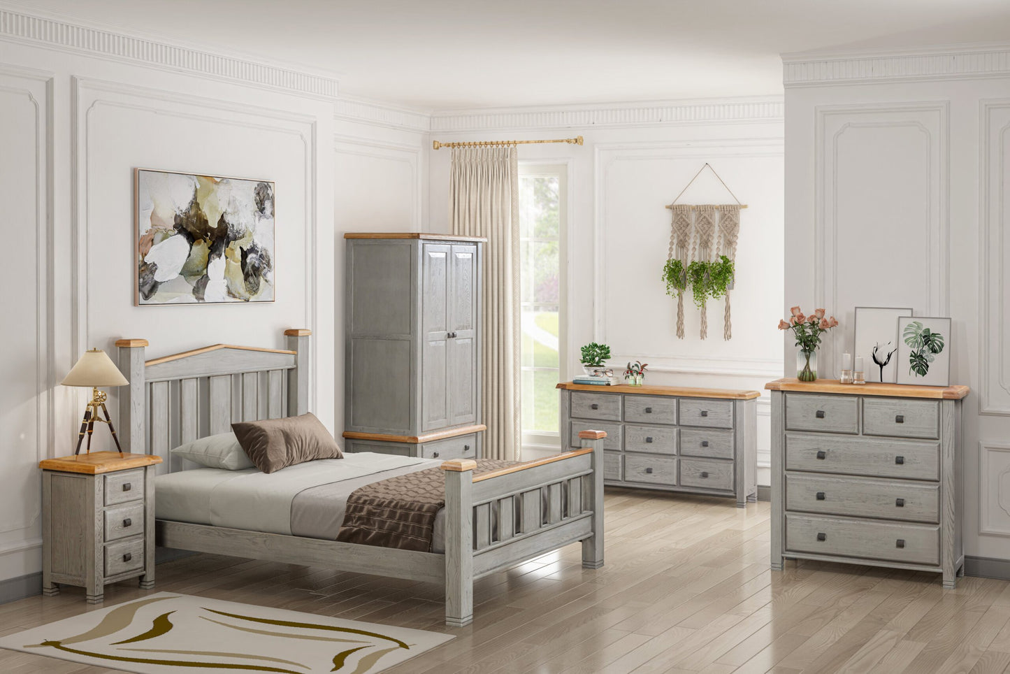 Ontario Painted Oak 3 Drawer Bedside