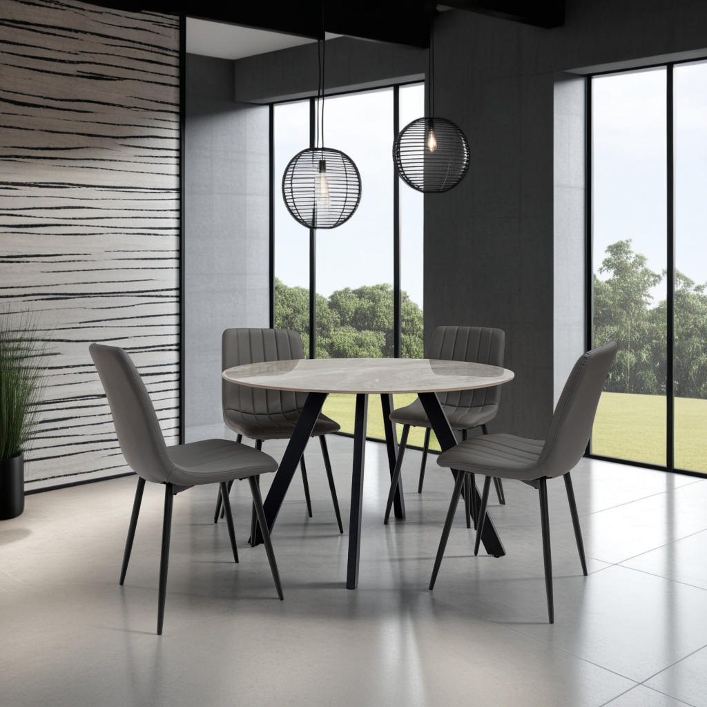 Santorni 1.1m Grey Stone Dining Table