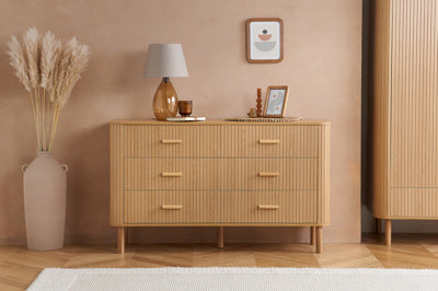 AXEL 6 DRAWER FLUTED CHEST OAK