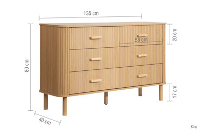 AXEL 6 DRAWER FLUTED CHEST OAK