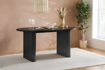 Axel Oval Fluted Black Dining Table