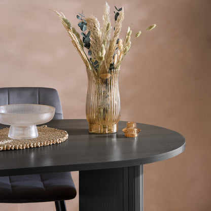 Axel Oval Fluted Black Dining Table