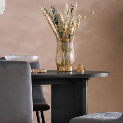 Axel Oval Fluted Black Dining Table
