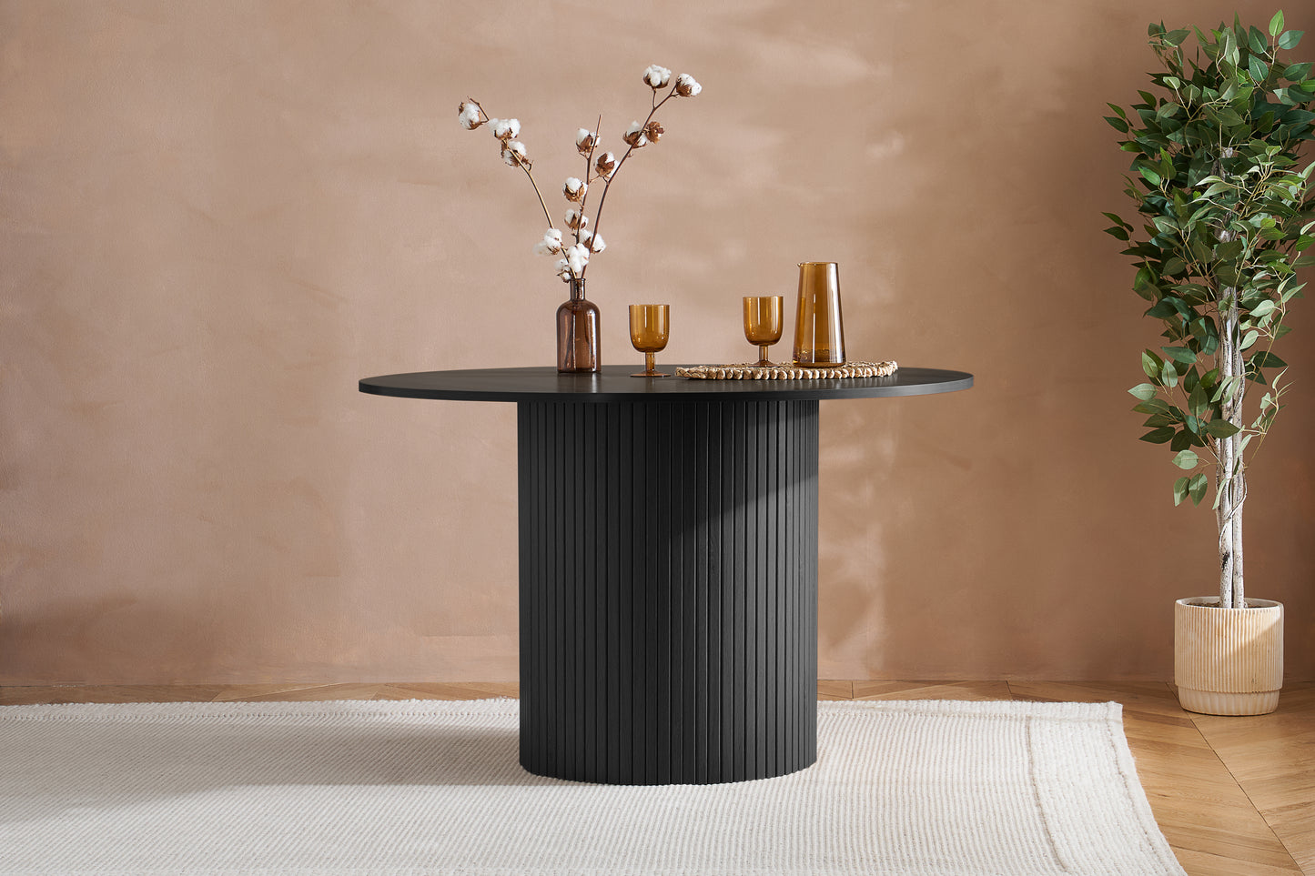 Axel Round Black Fluted Dining Table
