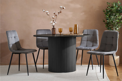 Axel Round Black Fluted Dining Table