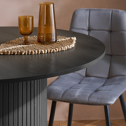 Axel Round Black Fluted Dining Table