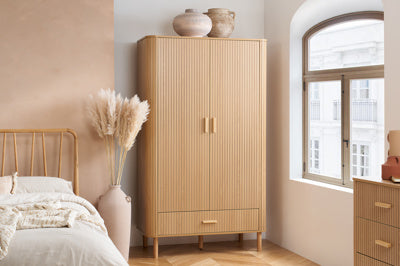 AXEL 2 DOOR 1 DRAWER FLUTED WARDROBE OAK