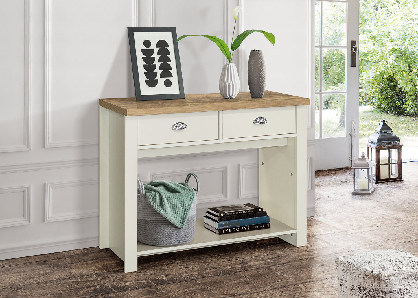 Highgate 2 Drawer Console Table Cream & Oak